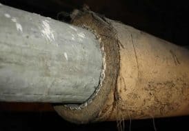 Asbestos lagging on hot water pipes